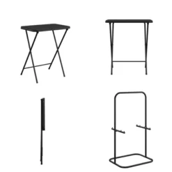 5pc Multi-Purpose Folding TV Tray Set Vinyl Top Black - Room & Joy