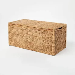 Natural Woven Storage Bench - Threshold™ Designed With Studio McGee: Metal Frame, Fish Scale Pattern, No Assembly Required