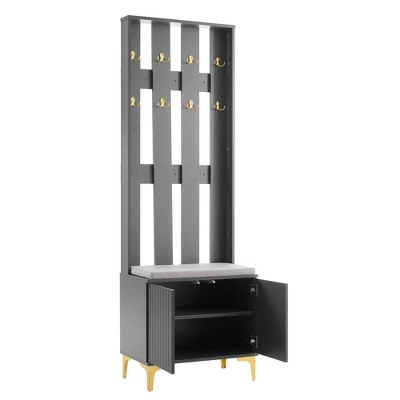 TIRAMISUBEST Modern Luxury 4-in-1 Hall Tree With Cushion - Grey Entryway Organizer With Storage 8 TIRAMISUBEST Modern Luxury 4-in-1 Hall Tree With Cushion - Grey Entryway Organizer With Storage - Image 8