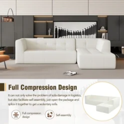 112.2"W Modern Minimalist L-Shaped Sofa, Chenillie Upholstered Modular Free Combination Sofa Set - ModernLuxe -Baxton Studio Shop GUEST 56678c65 ca53 43b2 8d39 b570479e346a