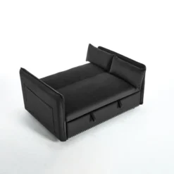 55" 3-in-1 Convertible Velvet Loveseat Sofa Bed With Adjustable Backrest, 2 Pillows, Side Storage Pocket, Space-Saving Design, Ideal For Living Room -Baxton Studio Shop GUEST 568c745c 0dce 44e6 b9d8 3d22222a0f6d