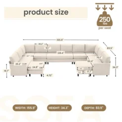 Hyleory Spacious 12-Seater U-Shaped Modular Sofa With Ottomans,Relaxed Style, Reconfigurable Design -Baxton Studio Shop GUEST 56927480 03f0 4a25 b75e f5c5e9882cdb