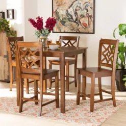5pc Nicolette Wood Pub Dining Set Walnut/Brown - Baxton Studio 13 5pc Nicolette Wood Pub Dining Set Walnut/Brown - Baxton Studio -Baxton Studio Shop GUEST 56adee41 f3dd 4874 a13f 5b16f7a497d4