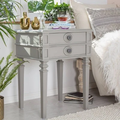 Irving Side Table With 2 Drawers Gray - Finch 1 Irving Side Table With 2 Drawers Gray - Finch