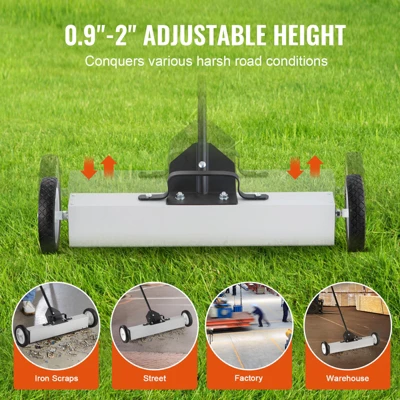 VEVOR 50Lbs Rolling Magnetic Sweeper With Wheels, Push-Type Magnetic Pick Up Sweeper, 24-inch Magnet Pickup Lawn Sweeper 4 VEVOR 50Lbs Rolling Magnetic Sweeper With Wheels, Push-Type Magnetic Pick Up Sweeper, 24-inch Magnet Pickup Lawn Sweeper - Image 4