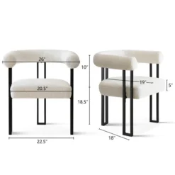 Mia Boucle Dining Chairs Set Of 2,Boasting Curved Wishbone Frame Streamlined Silhouette Armrest Dining Chairs With Three Legs-Maison Boucle -Baxton Studio Shop GUEST 573d342d 3ff1 4671 88e3 949ae601f378