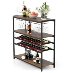 MOEPISY 5 Tier Wine Rack With Glasses Holder -Baxton Studio Shop GUEST 57586af6 78b8 403c ad3a 866f61b7aa29