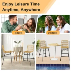 Costway Set Of 2 Rattan Bar Stools Counter Height Dining Chairs With Metal Legs Natural -Baxton Studio Shop GUEST 575f65b2 039d 4690 b73e 76b834646bea