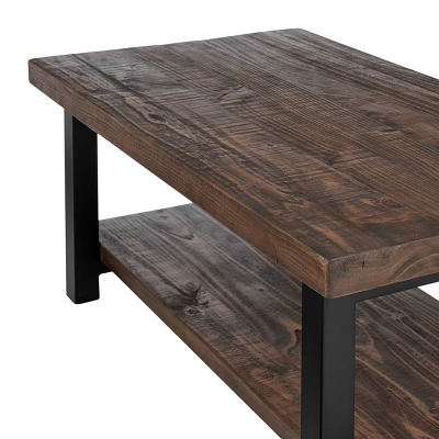 Alaterre Furniture 42" Pomona Wide Coffee Table Wood Rustic Natural: Fixed Shelf, Metal Frame, Living Room Furniture 11 Alaterre Furniture 42" Pomona Wide Coffee Table Wood Rustic Natural: Fixed Shelf, Metal Frame, Living Room Furniture - Image 11