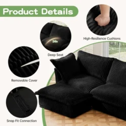 NicBex Modern Corduroy Deep Seat Single Sofa With Back Cushion & Big Toss Pillows,Comfy Futon Couch For Living Room,Bedroom 12 NicBex Modern Corduroy Deep Seat Single Sofa With Back Cushion & Big Toss Pillows,Comfy Futon Couch For Living Room,Bedroom -Baxton Studio Shop GUEST 57898ef3 8019 4f7d 9348 cb4a53454fe3