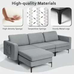 Costway Modular L-shaped 3 Seat Sectional Sofa W/ Reversible Chaise & 2 USB Ports 18 Costway Modular L-shaped 3 Seat Sectional Sofa W/ Reversible Chaise & 2 USB Ports -Baxton Studio Shop GUEST 58020cb7 2362 47cd 9601 b5e8c4542c7c