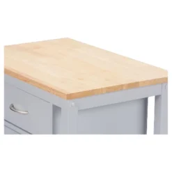 Yonkers Contemporary Kitchen Cart With Wood Top Light Gray - Baxton Studio -Baxton Studio Shop GUEST 586a0135 0707 4a77 bf9c 0bc242f41ab8