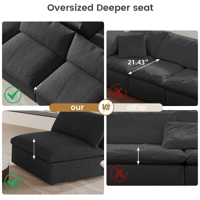 78" Cloud Modular Sectional Sofa With Thick Cushion,Minimalist Lovesofa Convertible Couch Deep Seat Couches For Living Room Sets 6 78" Cloud Modular Sectional Sofa With Thick Cushion,Minimalist Lovesofa Convertible Couch Deep Seat Couches For Living Room Sets - Image 6