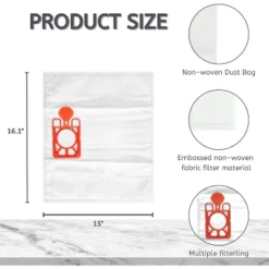 Nispira NVM-1CH Vacuum Cleaner Microfibre Poly Dust Bags For Henry And Hetty Vacuum Bags Numatic Hepa-Flo Nvm-1Ch, 6 Packs