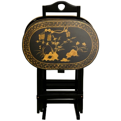 Rosewood TV Tray Set - Oriental Furniture 3 Rosewood TV Tray Set - Oriental Furniture - Image 3