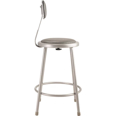 2pk 24" Adjustable Heavy Duty Vinyl Padded Steel Barstool With Backrest Gray - Hampden Furnishings 3 2pk 24" Adjustable Heavy Duty Vinyl Padded Steel Barstool With Backrest Gray - Hampden Furnishings - Image 3