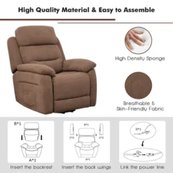 Costway Power Lift Recliner Chair Sofa For Elderly W/ Side Pocket & Remote Control GreyBrown -Baxton Studio Shop GUEST 59a97d16 2ec6 44fa bb38 2c3c05c94c25