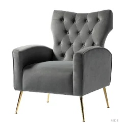 Raphael Velvet Tufted Upholstered Wingback Chair Accent Wingback Silhouette With Diamond Button Tufting | Karat Home -Baxton Studio Shop GUEST 59b0bede fc36 42c5 8cce 52414049f3ae
