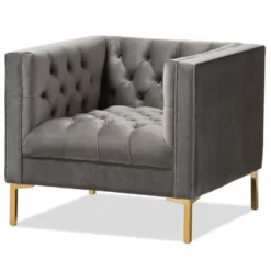 Zanetta Luxe And Glamour Velvet Upholstered Gold Finished Lounge Chair - Baxton Studio -Baxton Studio Shop GUEST 59b4c1a3 e154 43d4 b554 cf8d537eab46