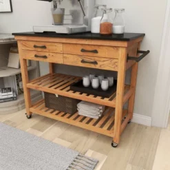 Coastal Wood Kitchen Cart Brown - Olivia & May -Baxton Studio Shop GUEST 59dcfe2d d546 4900 a231 3ce0156473ae