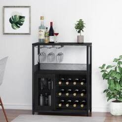 GustoWave Small Bar Cabinet, Modern Liquor Cabinet With Adjustable Wine Rack & Storage Shelves For Home -Baxton Studio Shop GUEST 59dd0937 b4a6 4f5c 9bc5 351fbf4c5229