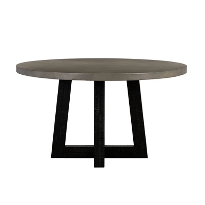 Manchester Modern Concrete And Acacia Round Dining Table Gray - Armen Living 6 Manchester Modern Concrete And Acacia Round Dining Table Gray - Armen Living - Image 6