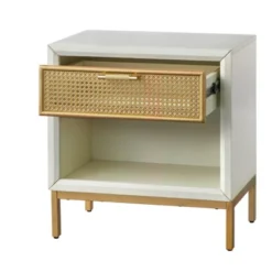 Lati Rattan Drawer End Table White/Natural - Buylateral -Baxton Studio Shop GUEST 59eafa8d ecb7 42cb 8907 520d2d9c780a