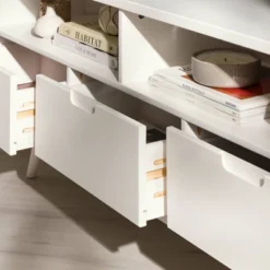 Cara Mid-Century Modern 3 Drawer Corner TV Stand For TVs Up To 58" - Saracina Home 30 Cara Mid-Century Modern 3 Drawer Corner TV Stand For TVs Up To 58" - Saracina Home -Baxton Studio Shop GUEST 59f86cf1 f206 400e beed adf45df367ac