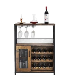 GustoWave Small Bar Cabinet, Modern Liquor Cabinet With Adjustable Wine Rack & Storage Shelves For Home -Baxton Studio Shop GUEST 5a2c2e17 f452 4b78 8bec 9b104156e089