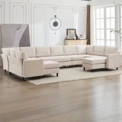 Hyleory Spacious 12-Seater U-Shaped Modular Sofa With Ottomans,Relaxed Style, Reconfigurable Design -Baxton Studio Shop GUEST 5a56607b 481c 4443 b327 09aa737436d2