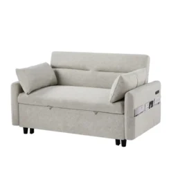 Pull-out Sleeper Sofa Bed, Convertible Loveseat Sofa Couch With Adjsutable Backrest, Two Throw Pillows And USB Ports -ModernLuxe -Baxton Studio Shop GUEST 5a6dc2f3 09d4 4f2b 81f2 2b680b4b6887