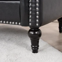 Upholstered 3 Seat/1 Seat Sofa Couches With Nailhead Accents, Scrolled Armrests, And Turned Legs-ModernLuxe -Baxton Studio Shop GUEST 5af80926 54c7 4cb7 b266 d57ce841692c