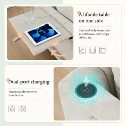 130" L-Shaped Sectional Sofa, 5 Seat Chenille Modular Sofa Couch With Folding Table, Dual USB Charging & Ottoman, Beige/Gray - ModernLuxe 16 130" L-Shaped Sectional Sofa, 5 Seat Chenille Modular Sofa Couch With Folding Table, Dual USB Charging & Ottoman, Beige/Gray - ModernLuxe -Baxton Studio Shop GUEST 5b032804 e117 4854 924d 95b81a112822 1