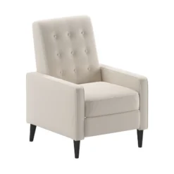 Emma And Oliver Jules Mid-Century Modern Button Tufted Upholstered Easy Pushback Recliner With Wooden Legs -Baxton Studio Shop GUEST 5b19e91a 2a61 477f 9d40 f8b8af0904d2