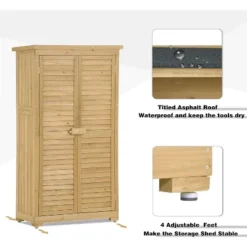 Wooden Garden Shed, 3-Tier Patio Storage Cabinet With Shelves, Outdoor Organizer, Fir Wood Wooden Lockers With Fir Wood For Indoor Outdoor -Baxton Studio Shop GUEST 5b1a7646 dc3c 4fc2 a82a 89b31a9ab4e8