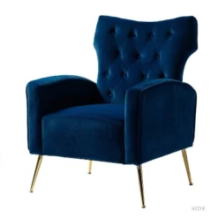 Raphael Velvet Tufted Upholstered Wingback Chair Accent Wingback Silhouette With Diamond Button Tufting | Karat Home -Baxton Studio Shop GUEST 5b34b6ad 0084 4434 9401 79b03fd345b8