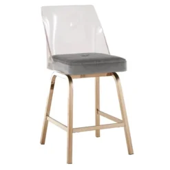 Set Of 2 24" Svana Champagne Gold Finish Velvet Swivel Counter Height Barstools - Inspire Q -Baxton Studio Shop GUEST 5b5409e6 b950 434c 9e9f 0eab10296f02