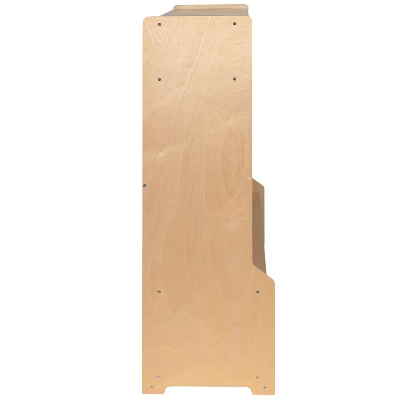 Flash Furniture Wooden 5 Section School Coat Locker With Bench, Cubbies, And Storage Organizer Hook-Safe, Kid Friendly Design - 48"H X 48"L (Natural) 7 Flash Furniture Wooden 5 Section School Coat Locker With Bench, Cubbies, And Storage Organizer Hook-Safe, Kid Friendly Design - 48"H X 48"L (Natural) - Image 7