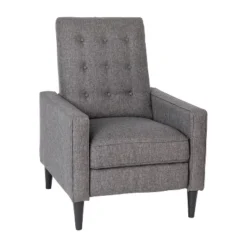 Emma And Oliver Jules Mid-Century Modern Button Tufted Upholstered Easy Pushback Recliner With Wooden Legs -Baxton Studio Shop GUEST 5bd4ddb3 147a 4515 9a06 061430ab65da