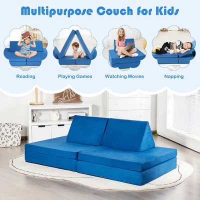 Costway 4-Piece Convertible Kids Couch Or 2 Chairs Toddler To Teen Sofa And Play Set 5 Costway 4-Piece Convertible Kids Couch Or 2 Chairs Toddler To Teen Sofa And Play Set - Image 5
