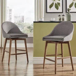 Set Of 2 24" Conrad Walnut Danish Modern Swivel Counter Chair - Inspire Q -Baxton Studio Shop GUEST 5c29b8fa 89ef 440c b6f6 a3c6afcf70d8