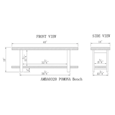 48" Pomona Solid Wood And Metal Entryway Bench Brown - Alaterre Furniture 10 48" Pomona Solid Wood And Metal Entryway Bench Brown - Alaterre Furniture - Image 10