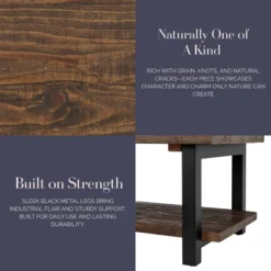 Alaterre Furniture 42" Pomona Wide Coffee Table Wood Rustic Natural: Fixed Shelf, Metal Frame, Living Room Furniture 16 Alaterre Furniture 42" Pomona Wide Coffee Table Wood Rustic Natural: Fixed Shelf, Metal Frame, Living Room Furniture -Baxton Studio Shop GUEST 5c957b53 714c 4817 aa79 abeda6cbc0a5