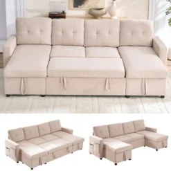 Mjkone W98" 4-Seater Modular Sleeper Sofa Bed With Storage Chaise,U-shaped Sofa With Pull-out Bed 25 Mjkone W98" 4-Seater Modular Sleeper Sofa Bed With Storage Chaise,U-shaped Sofa With Pull-out Bed -Baxton Studio Shop GUEST 5c978a64 f699 436c 824e 43dbf4ca4307