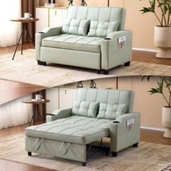 Karl Home |Tufted Upholstered Cat's ClaWide Leather Sleeper Sofa Bed -Baxton Studio Shop GUEST 5cb891ce f93a 496c bb9a b5e904617d55