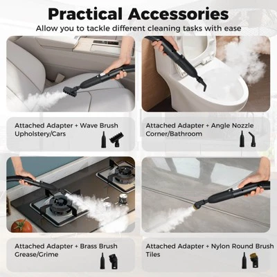 Costway 1500W Portable Steam Cleaner With 34 Oz Water Tank Multipurpose Pressurized Steam 4 Costway 1500W Portable Steam Cleaner With 34 Oz Water Tank Multipurpose Pressurized Steam - Image 4