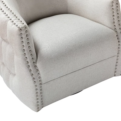 Jorge Curved And Ergonomic Design Barrel Chair With Decorative Nailhead Tirms Swivel Chair | ARTFUL LIVING DESIGN 8 Jorge Curved And Ergonomic Design Barrel Chair With Decorative Nailhead Tirms Swivel Chair | ARTFUL LIVING DESIGN - Image 8