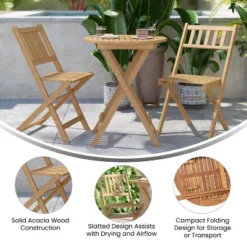 Flash Furniture Indoor/Outdoor Acacia Wood Folding Table And 2 Chair Bistro Set In Natural 15 Flash Furniture Indoor/Outdoor Acacia Wood Folding Table And 2 Chair Bistro Set In Natural -Baxton Studio Shop GUEST 5cd619d0 18e0 427f 95c5 20bbf8dae96c