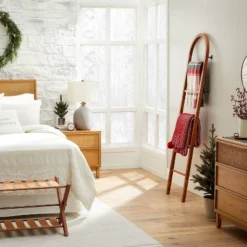 New Release 7 6' Arched Wood Throw Blanket Ladder Brown - Hearth & Hand™ With Magnolia