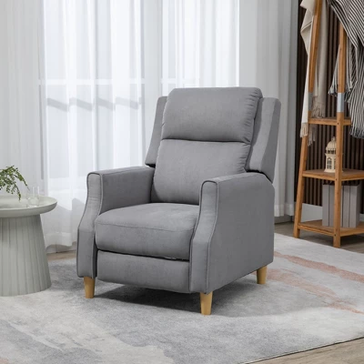 HOMCOM Contemporary Manual Recliner Chair With Footrest, Sofa Armchair For Living Room Bedroom, Gray 1 HOMCOM Contemporary Manual Recliner Chair With Footrest, Sofa Armchair For Living Room Bedroom, Gray